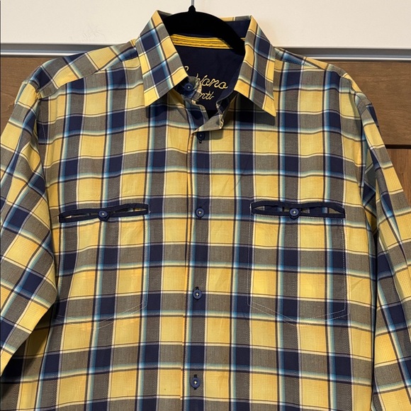 luchiano Visconti colorful plaid button down collared shirt Mens M Cotton Preppy - Picture 3 of 11